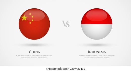 China vs Indonesia country flags template. The concept for game, competition, relations, friendship, cooperation, versus.