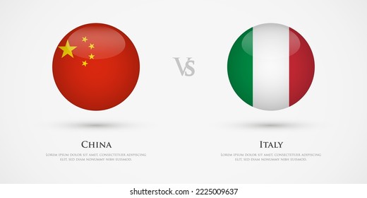 China vs Italy country flags template. The concept for game, competition, relations, friendship, cooperation, versus.