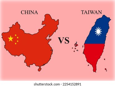 China VS Taiwan. Economy. Global Superpower. Vector Illustration Graphic Design.