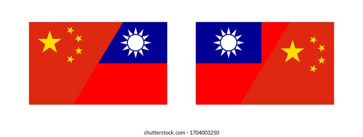 China VS Taiwan flag vector illustration