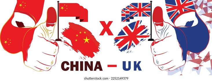 China vs UK vector illustration. showing the battle between China an UK