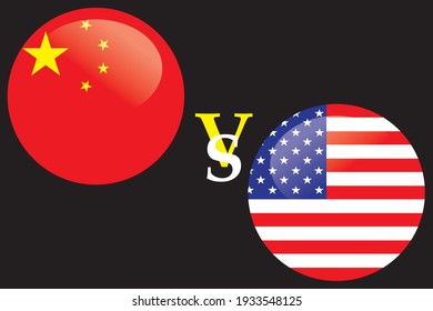 China VS United States of America flag isolated on Back background