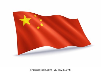 China waving flag of isolated on white background.