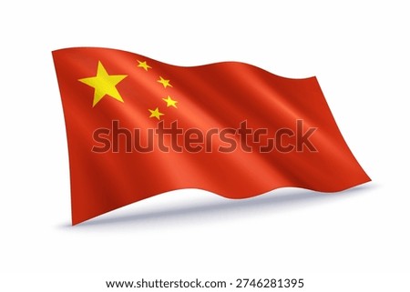 China waving flag of isolated on white background.