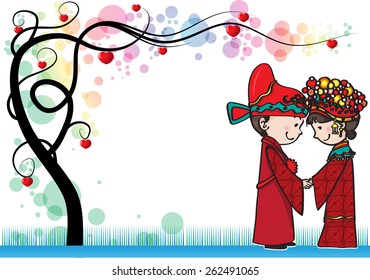 China wedding greeting card border