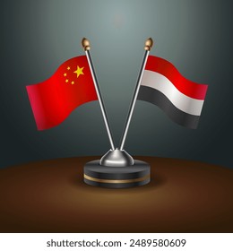 China and Yemen table flags relation with gradient backgrund