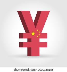 China Yuan Renminbi (CNY) currency symbol with flag