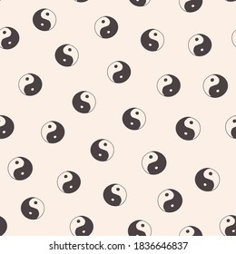 China Yuing Yang symbol hand drawn seamless vector pattern