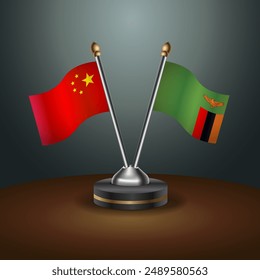 China and Zambia table flags relation with gradient backgrund