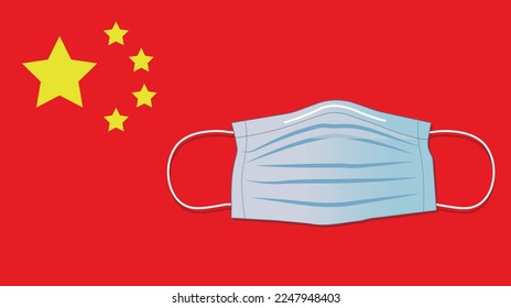 China Zero Covid Mask on Flag