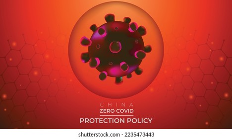 China zero covid protection policy concept on gradient vector illustration background, china zero covid vector design template or banner.
