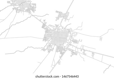 Chinandega, Chinandega, Nicaragua, bright outlined vector map with bigger and minor roads and streets created for infographic backgrounds.