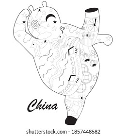 China's attractions in the contour silhouette of a bear