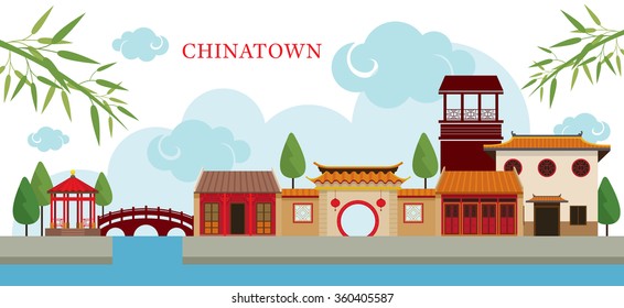 Chinatown Building and Park, Travel, Town, Traditional Culture