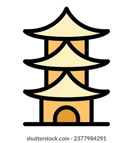 Chinatown pagoda icon outline vector. Chinese building. City korean color flat