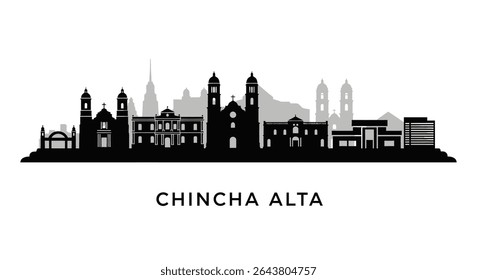 Chincha Alta Skyline Silhueta com o Peru, e Arquitetura.
