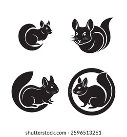 Chinchilla based logo bundle illustration, cute animal vector design pack