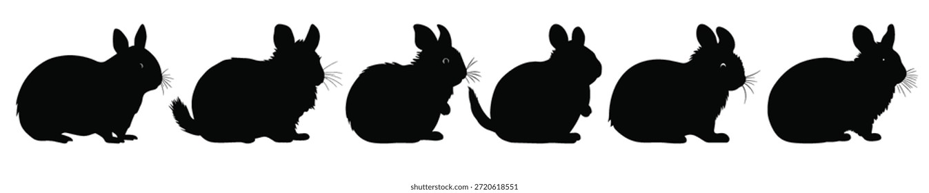 Chinchilla Siluetas negras Conjunto de Vector Silueta de hámster