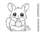 Chinchilla ,Black and white coloring pages for kids, simple lines, cartoon style, happy, cute, funny, animal in the world