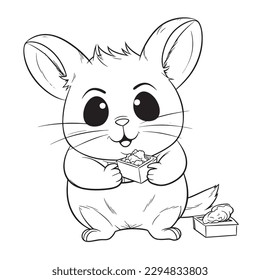 Chinchilla ,Black and white coloring pages for kids, simple lines, cartoon style, happy, cute, funny, animal in the world
