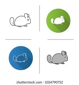 Chinchilla icon. Flat design, linear and color styles. Isolated vector illustrations