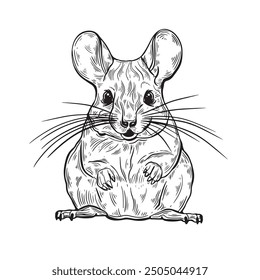 Chinchilla isolated  vector illustration. Style hand drawn engraving imitation. Chinchilla animal, vector sketch illustration