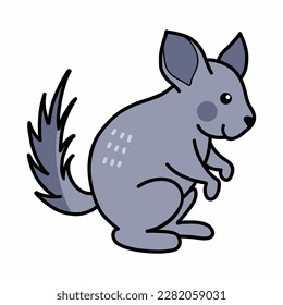 Chinchilla on  white background. Illustration for child in cartoon style.