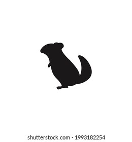 icono de silueta de chinchilla vector sobre fondo blanco