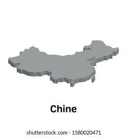 Chine 3d map, perspective illustration vector