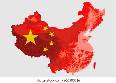 Chine flag map