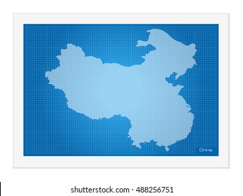 Chine on blueprint on a white background.