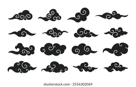 chines cloud black vector design