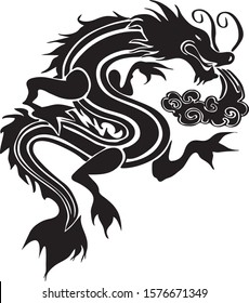 chines dragon vector in tatto style