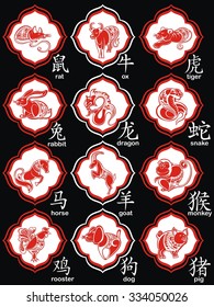 Chinese 12 animal paper cut