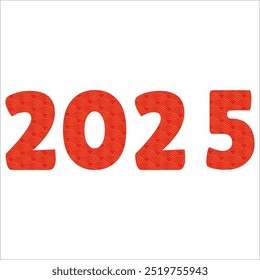 Chinese 2025 Red New Year Numeric. Zodiac Asia Ornament
