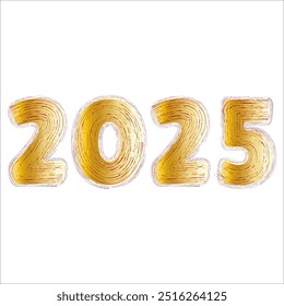 Chinese 2025 Wax Texture Gold Gradient Contour New Year Numeric.