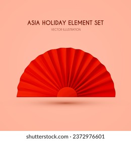 Chinese 3d paper fan. Asia holiday set element