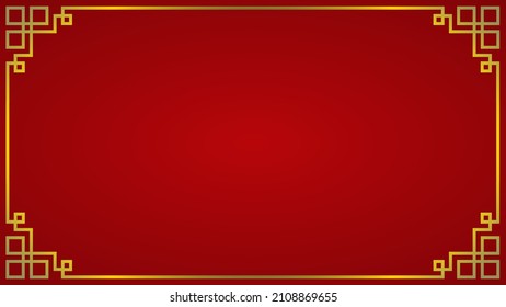 Chinese abstract red background. Gold  framed