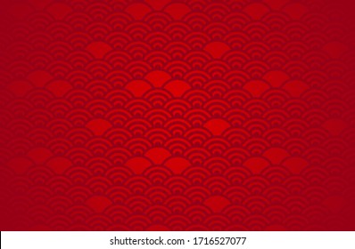 Chinese abstract seamless pattern vector, gradient red color. Illustration of traditional ornament and oriental background.