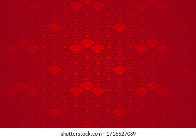 Chinese abstract seamless pattern vector, gradient red color. Illustration of traditional ornament and oriental background.