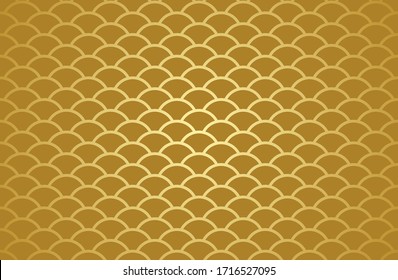 Chinese abstract seamless pattern vector, gradient gold color. Illustration of traditional ornament and oriental background.