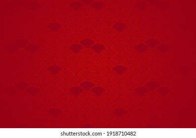 Chinese abstract seamless pattern vector, gradient red color. Illustration of traditional oriental Asian background.