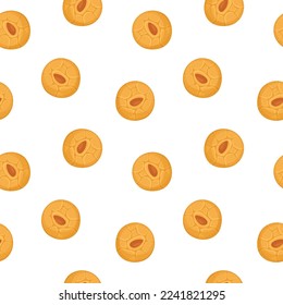 Galleta de almendras china sin fisuras en un estilo plano y detallado. Ilustración de fondo de postre de comida para el vector asiático
