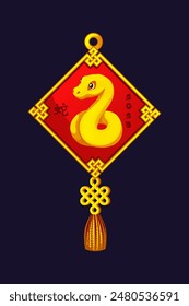 Chinese amulet with knot and symbol Chinese New Year of the snake. Lucky charm.