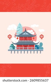 Chinese ancient building city poster