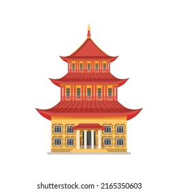 Chinese ancient building, vector icon or clipart.