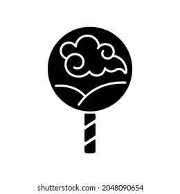 Chinese ancient fan black glyph icon. Lunar New Year item. Traditional Japanese culture. Asian historical hand fan for cooling. Silhouette symbol on white space. Vector isolated illustration