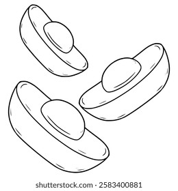 chinese ancient goldens illustration hand drawn outline vector