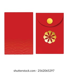 Chinese angpao envelope design. red Hongbao envelope. isolated Chinese angpao gift vector with Lotus flowers icon