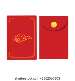 Chinese angpao envelope design. red Hongbao envelope. isolated Chinese angpao gift vector with clouds icon